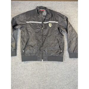 Scuderia Ferrari Men Black Windbreaker Jacket Checkered Lining Racing LRG #2372
